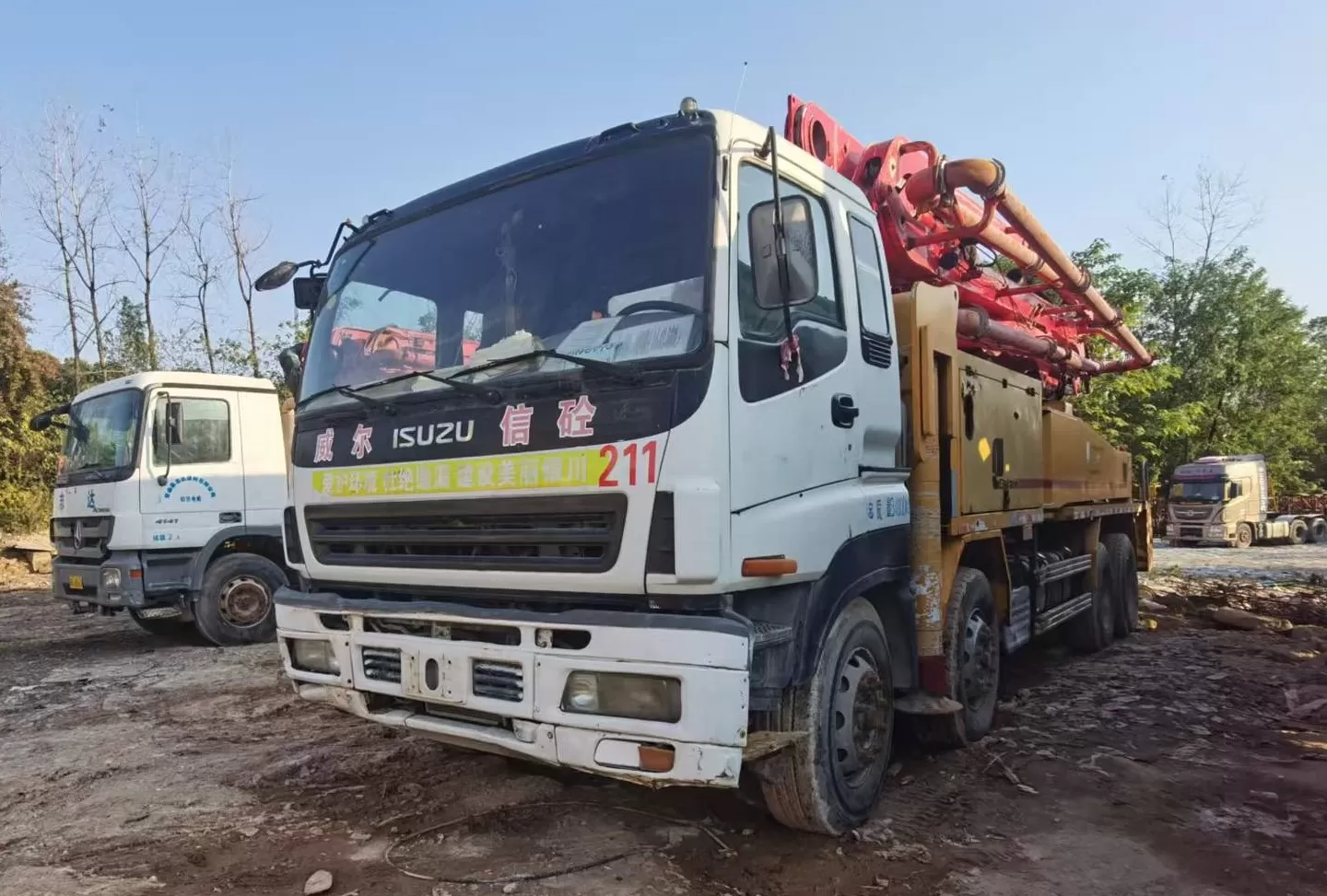 2010 putzmeister orijinal yaxşı keyfiyyətli 46m isuzu şassisində beton pompalı avtomobil